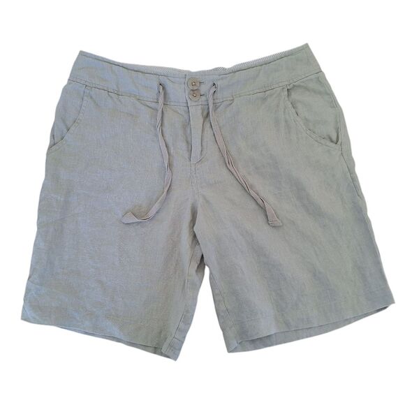 100% Linen Shorts Modest Drawstring Pockets Flax sz 8 JONES & CO. JONES NEW YORK - Picture 5 of 16